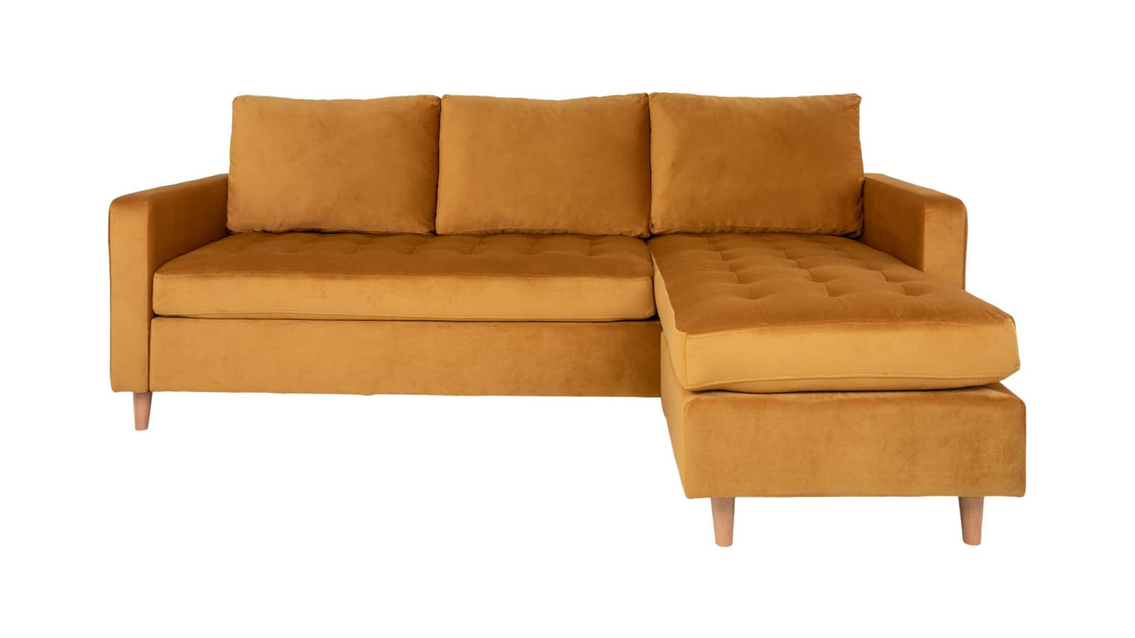 Canapé d'angle réversible en velours jaune moutarde - Collection Firenze - House Nordic